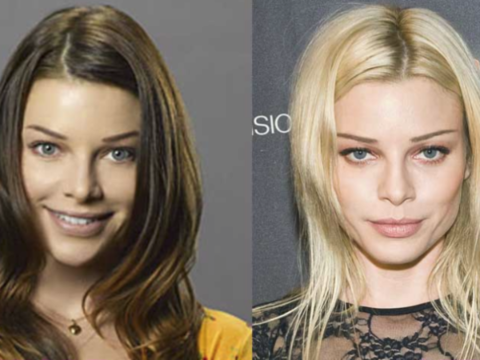 A before and after picture of Lauren German.